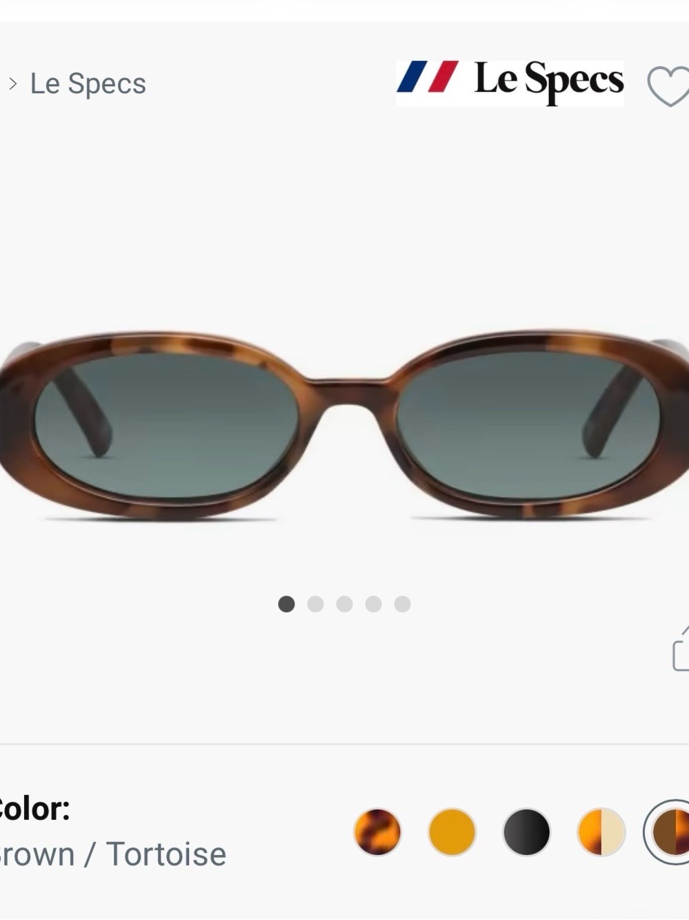 Le Specs Brown Tortoise Oval Sunglasses with Green Lenses